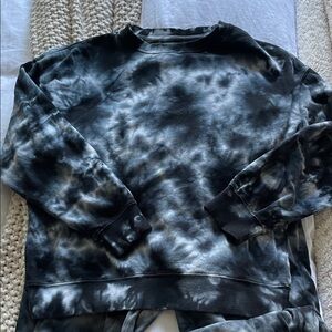 Reflex Blue-Black and white Tie-Dye Jogger Set (long sleeve crew and sweats)